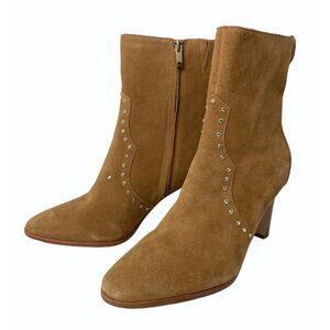 Paige Womens 10.5 Casey Heeled Boots Cognac Suede Rhinestone Ankle